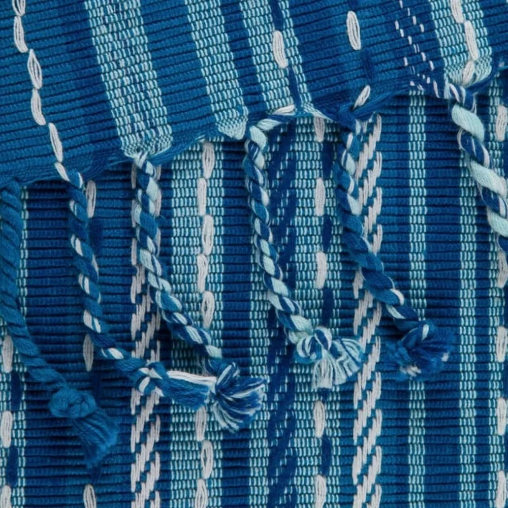Pier 1 Imports Blue Tonal Stripe With Fringe Table Runner
